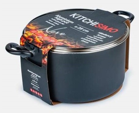 Hrnec s poklicí Kitchisimo NERO 28 × 15 cm, 8,5 l