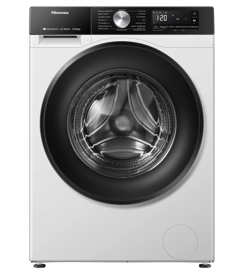Přední pohled na pračku se sušičkou Hisense WD3S1043BW3