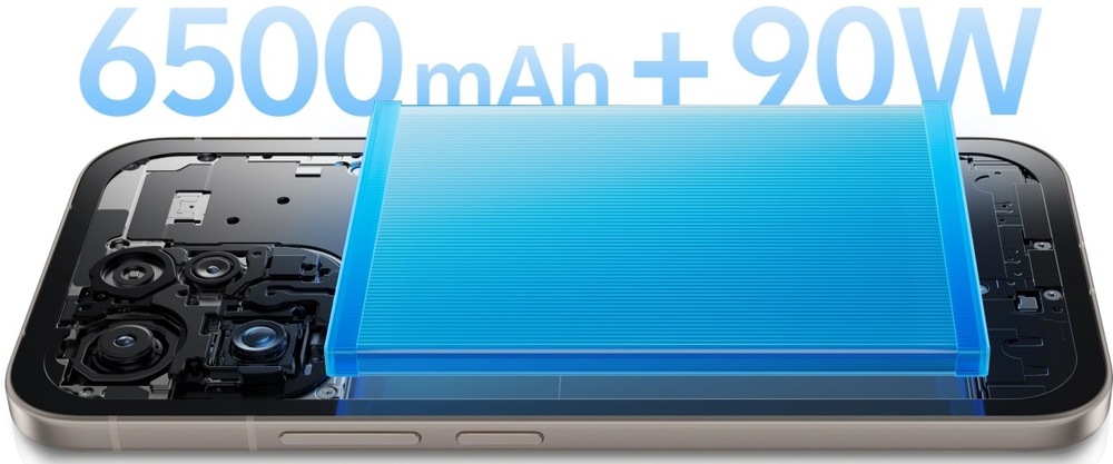 Kapacita 6500 mAh poskytuje dostatek energie na dlouhé hodiny práce, podpora rychlého 90W nabíjení