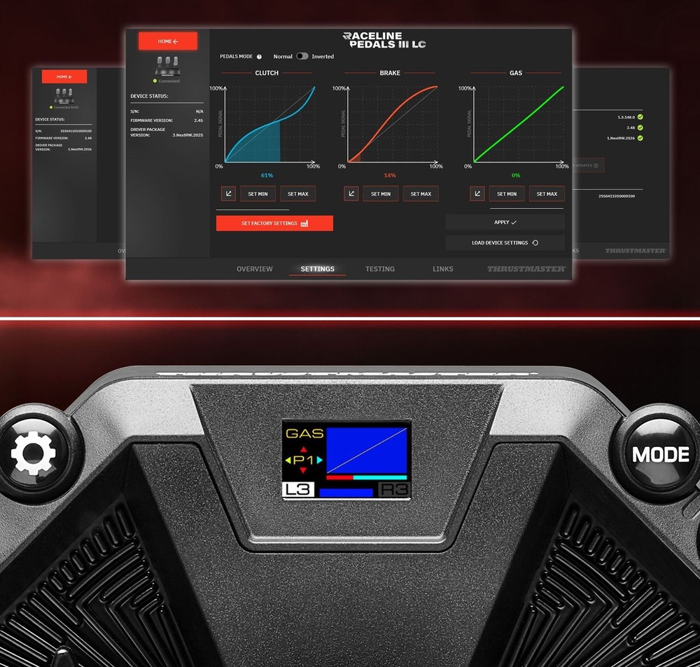 Thrustmaster Raceline Pedals III LC Load Cell využívá i technologii H.E.A.R.T.