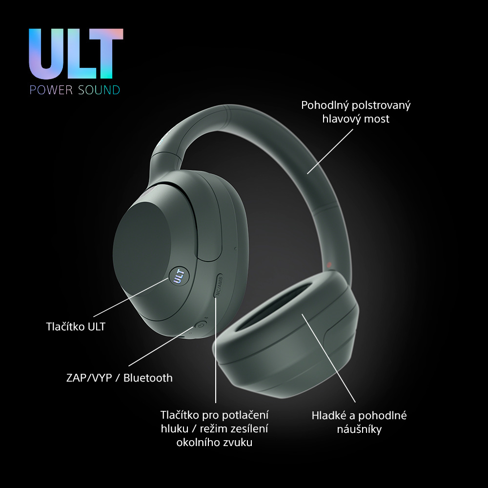 Sluchátka Sony ULT WEAR - Prodloužená záruka zdarma po registraci šedá/zelená Sluchátka Sony ULT WEAR - šedá/zelená