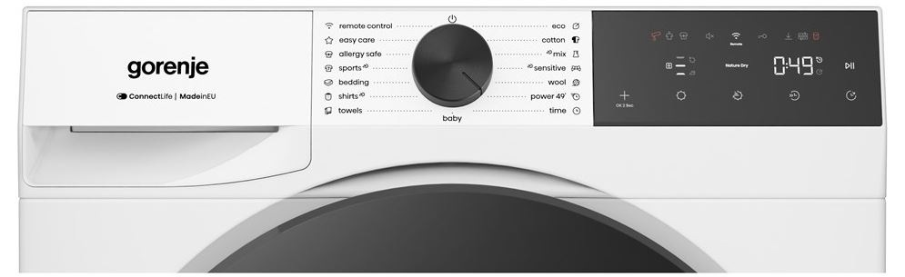 Sušička prádla Gorenje G400 DG49CP NatureDry bílá Sušička Gorenje DG49CP NatureDry přední pohled na panel