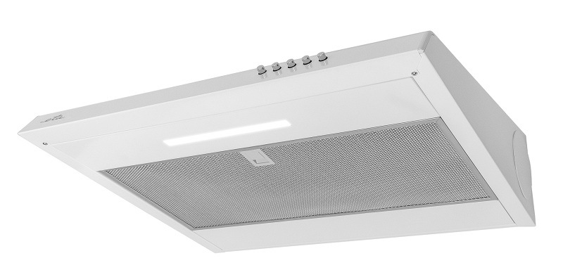 Bílý odsavač par ETA 394890000C se zapnutým LED osvětlením