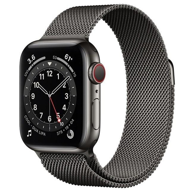 Chytré hodinky Apple Watch Series 6 GPS + Cellular, 44mm grafitově šedé pouzdro z nerezové oceli - grafitově šedý milánský tah