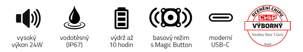 Přenosný reproduktor Niceboy RAZE 3 Guru černý Přenosný reproduktor Niceboy RAZE 3 Guru černý