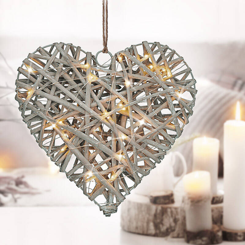 LED dekorace Solight ratanové srdce, 30x LED, 2x AA, 30cm LED dekorace Solight ratanové srdce, 30x LED, 2x AA, 30cm
