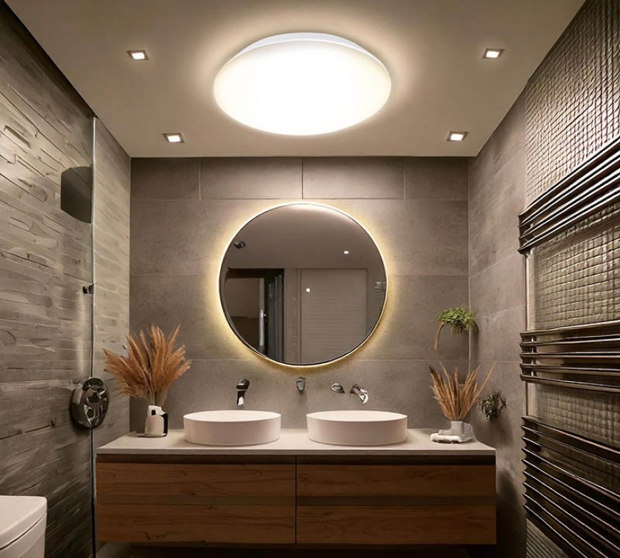 Stropní svítidlo Solight WO823 18 W, 3CCT, průměr 28 cm bílé LED stropní svítidlo Solight WO823 s ochranným krytím IP54 instalované v koupelně