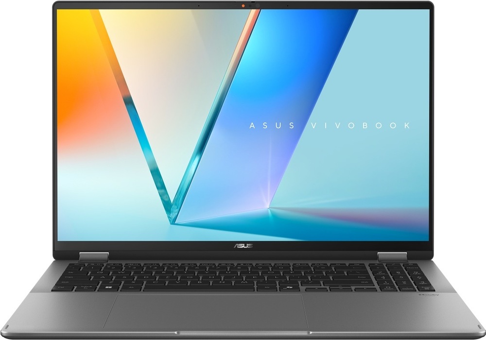 Notebook Asus Vivobook Flip 16 šedý Přední pohled na Vivobook 16 Flip s velkým displejem