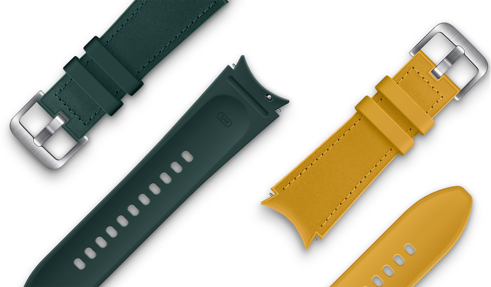 Řemínek Samsung Hybridní kožený 20mm (velikost S/M) stříbrný