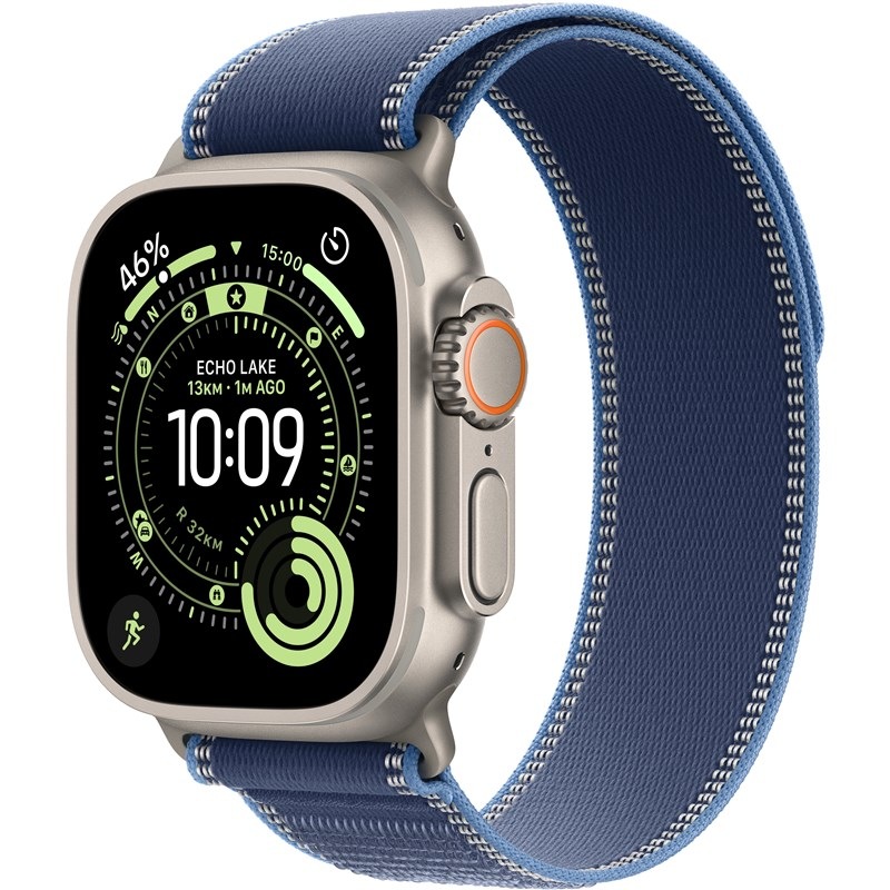 Chytré hodinky Apple Watch Ultra 3 GPS + Cellular 49mm přírodní titan - modrý / jasně modrý trailový tah - M/L