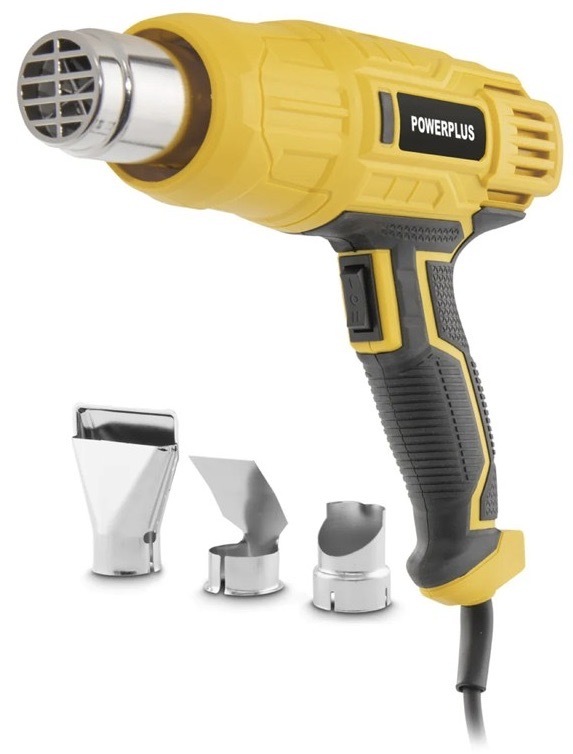 Horkovzdušná pistole Powerplus s příkonem 2 000 W, žlutá barva