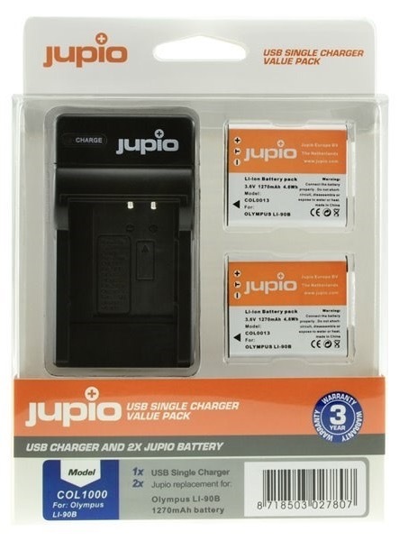 Baterie Jupio pro fotoaparáty Olympus s kapacitou 1 270 mAh, napětí 3,6 V 