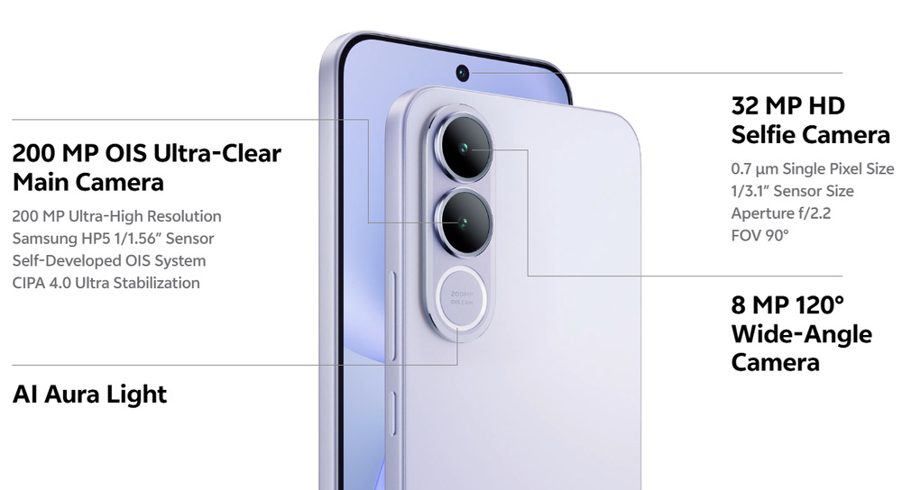 Vivo V70 FE spoléhá na 200Mpx fotoaparát s OIS