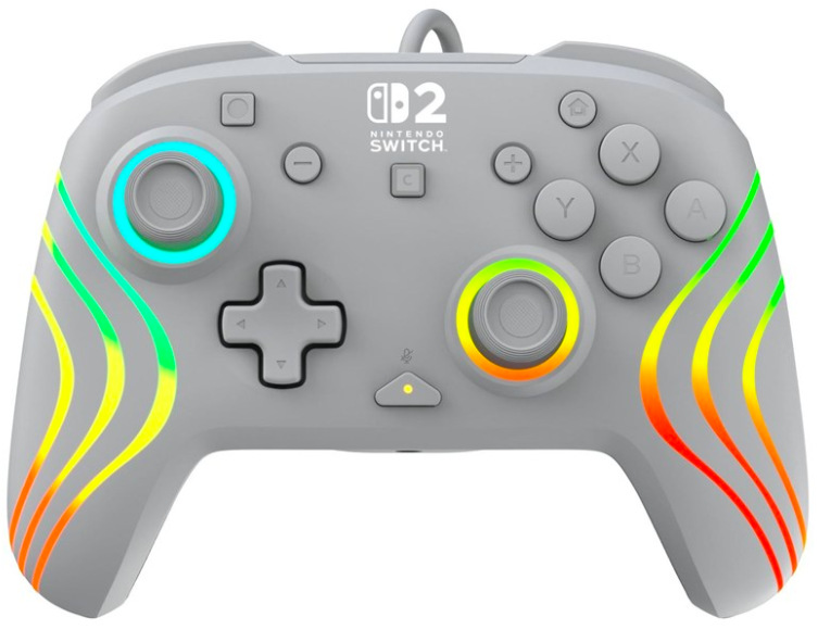 Gamepad Turtle Beach Afterglow Wave v šedé barvě s aktivním RGB podsvícením