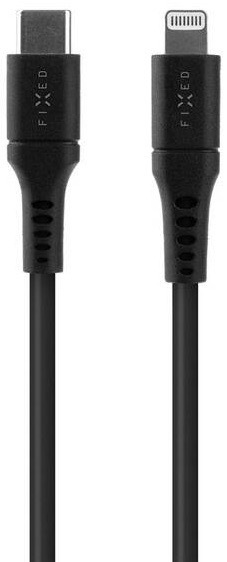 Kabel FIXED Liquid silicone USB-C/Lightning s podporou PD, MFi, 1,2m černý