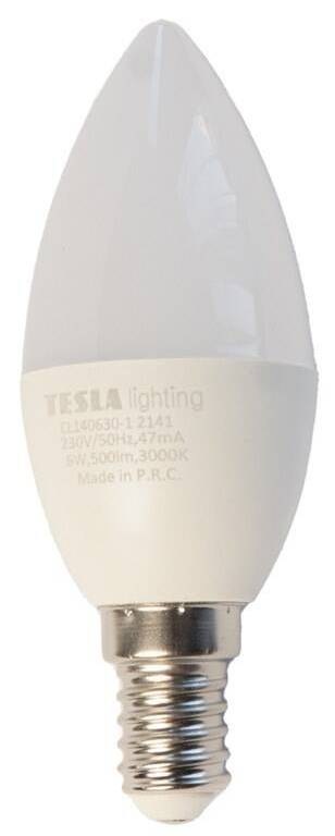 Žárovka LED Tesla svíčka, E14, 6W, teplá bílá