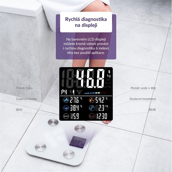 Osobní váha TrueLife FitShape S6 BT bílá/sklo Osobní váha TrueLife FitShape S6 BT bílá/sklo