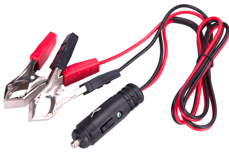 Nabíjecí kabel pro 12V autobaterii s autozástrčkou a krokosvorkami v balení elektrocentrály