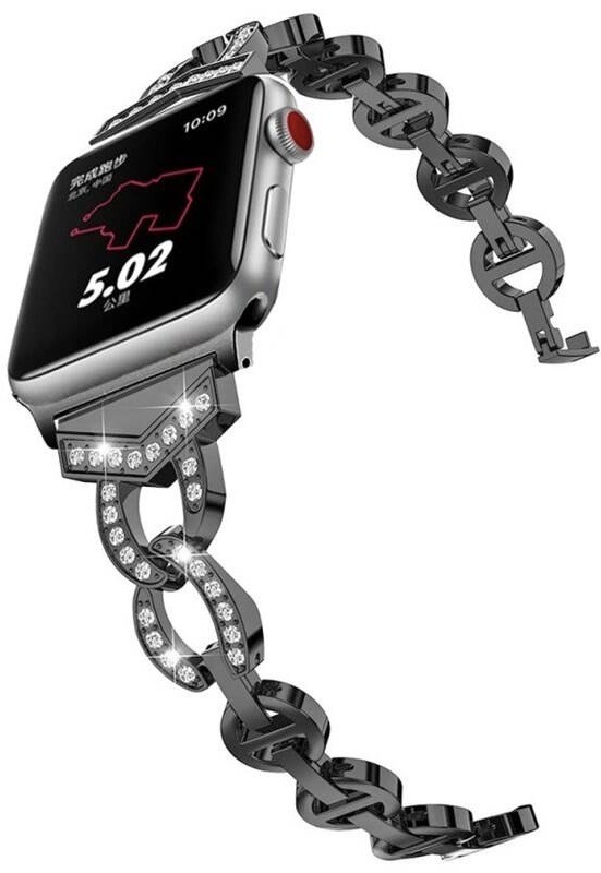 Řemínek WG crystal, kovový, na Apple Watch 38/40/41 mm černý