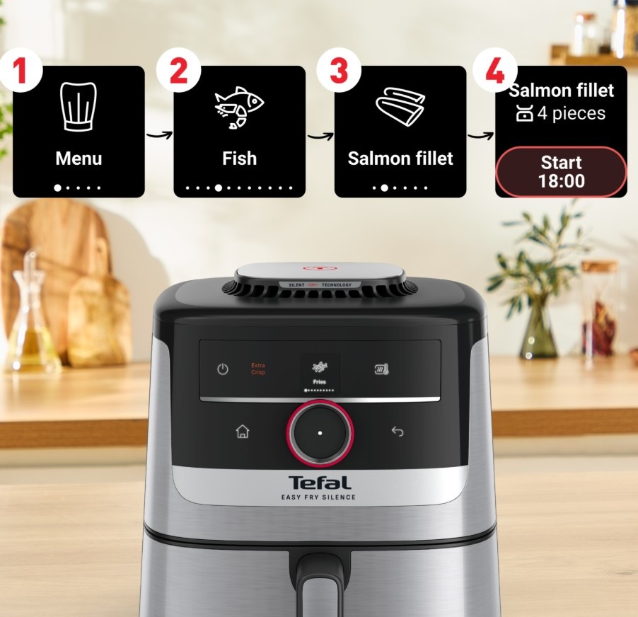 Fritéza horkovzdušná Tefal EY572DE1 Easy Fry Smart&Silence 5 l a motivy menu