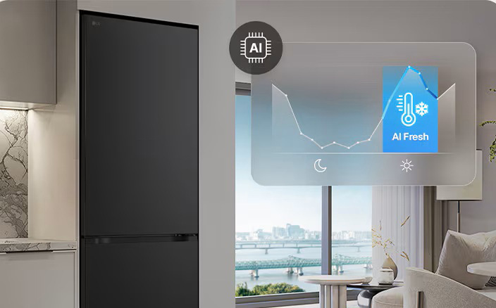 Chladnička s mrazničkou LG GBBS312BEV černá LG ThinQ umožňuje vzdálené ovládání chladničky, chytré režimy chlazení a optimalizaci spotřeby energie podle vašich návyků.