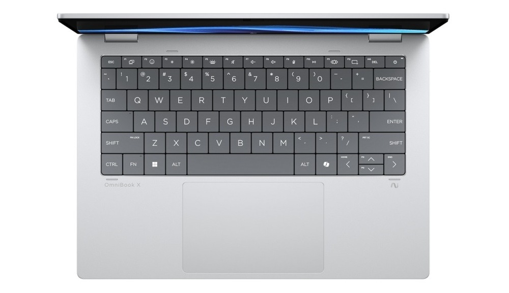 Notebook HP OmniBook X Flip NG AI 14-fm0001nc shora pohled na klávesnici