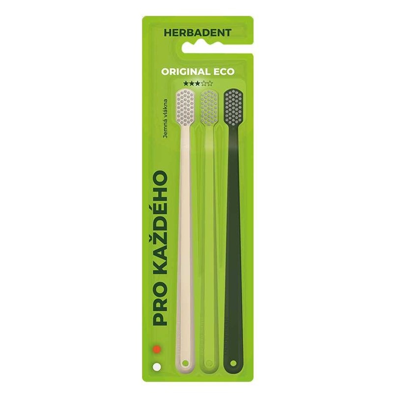 Sada zubních kartáčků HERBADENT ORIGINAL ECO 3 (3 ks v balení)