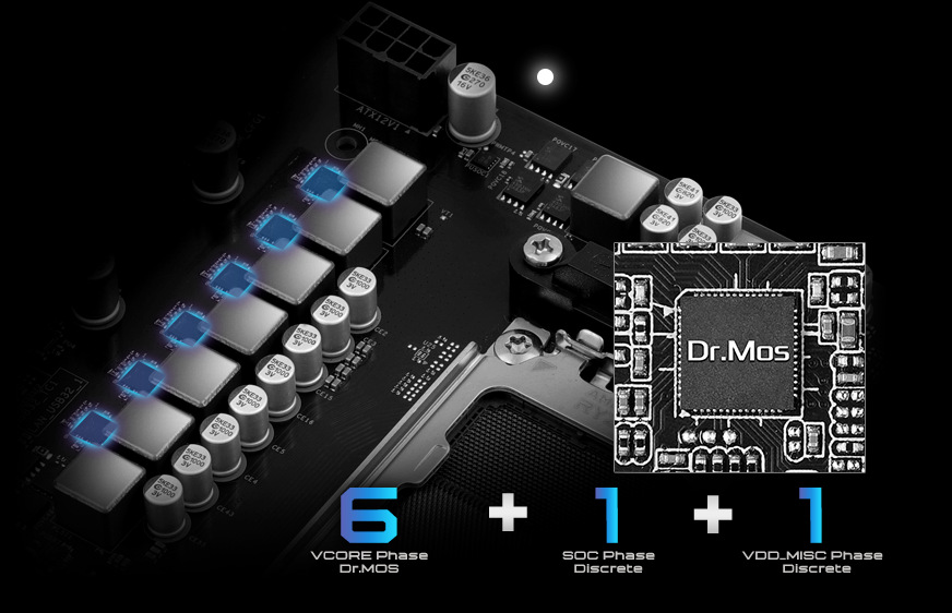 Základní deska ASRock A620AM-X černá ASRock A620AM-X sází na stabilní napájení v konfiguraci 6+1+1