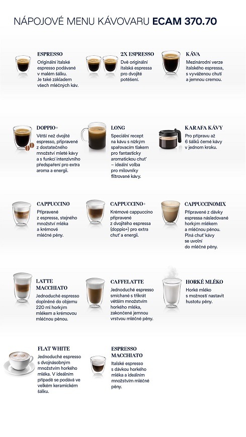 Espresso De'Longhi Dinamica plus Ecam 370.70SB černé/stříbrné Espresso De'Longhi Dinamica plus Ecam 370.70SB černé/stříbrné
