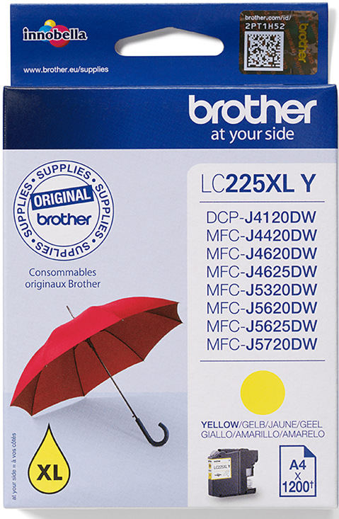 Inkoustová náplň Brother LC-225XLY, 1200 stran - žlutá