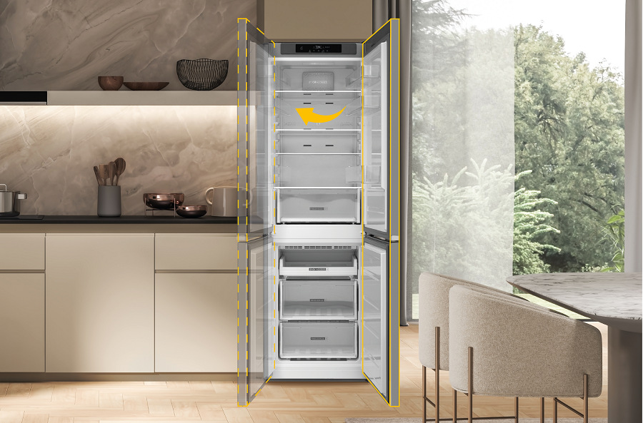 Chladnička kombinovaná Whirlpool WHK2 6553 X5E, u ledničky whirlpool lze snadno a rychle změnit směr otevírání dveří 