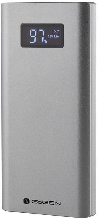 Powerbanka GoGEN 10000 mAh, LCD displej stříbrná