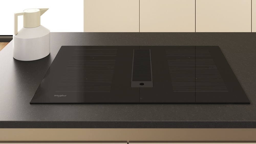 Indukční varná deska s odsáváním Whirlpool WVHF83BB FKIT černá Varná deska indukce Whirlpool WVHF83BB FKIT, s odsáváním