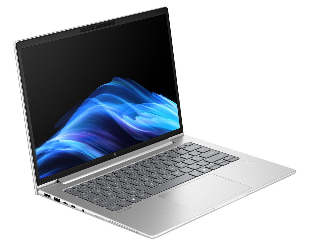 Notebook HP Elitebook 6 G1i 14" stříbrný Otevřený a zapnutý notebook HP Elitebook 6 G1i 14" otočený doprava