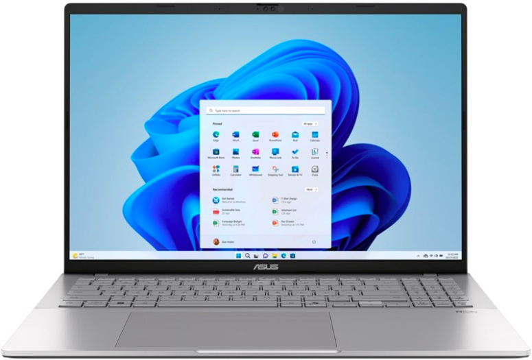 Stříbrný notebook ASUS Vivobook S16 M3607KA-OLED028W s procesorem AMD Ryzen AI 5 330