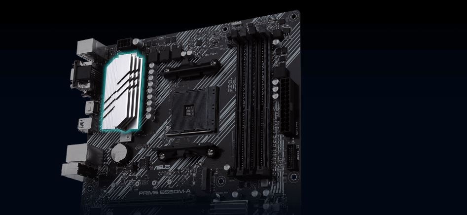 Elegantní černá základní deska ASUS s diagonálními bílými linkami a zvýrazněnými komponenty na tmavém pozadí.