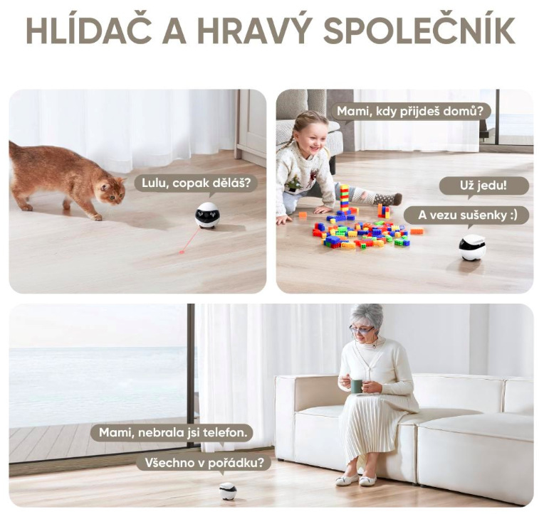 Enabot EBO Air 2 jako chytrý společník pro dohled nad dětmi, seniory a mazlíčky doma