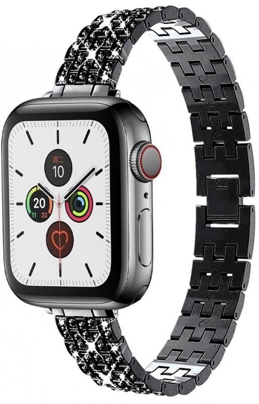 Řemínek WG star, kovový, na Apple Watch 42/44/45/49 mm + adapter černý