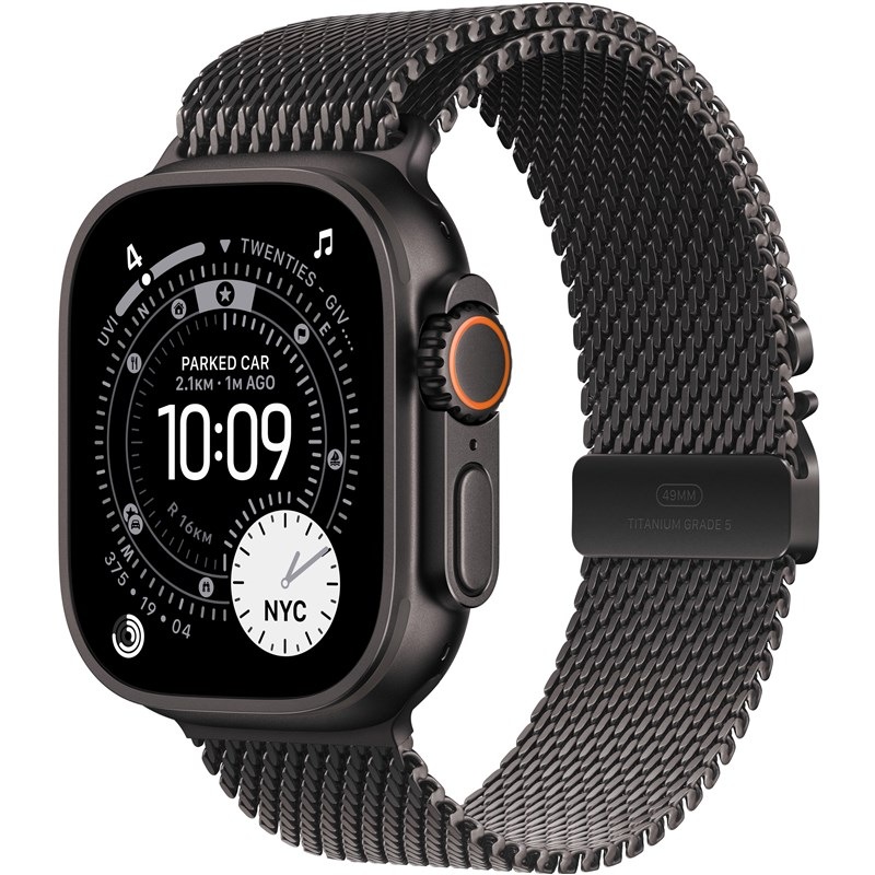 Chytré hodinky Apple Watch Ultra 3 GPS + Cellular 49mm černý titan - černý titanový milánský tah - M