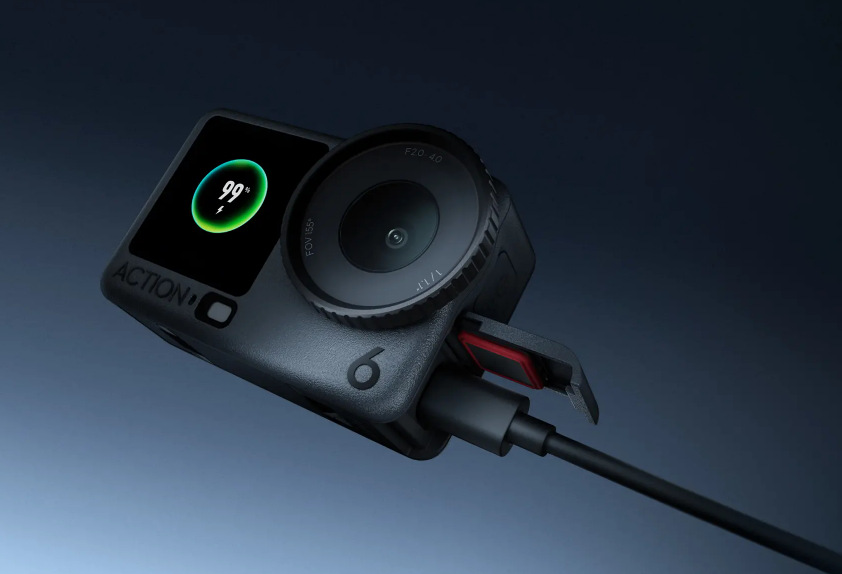 Rychlé nabíjení a výdrž až 4 hodiny u kamery Aplikace DJI Mimo u kamery DJI Osmo Action 6