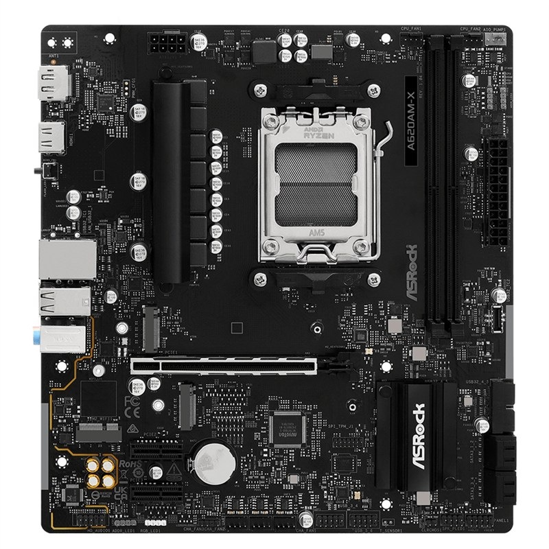 Základní deska ASRock A620AM-X černá Základní deska ASRock A620AM-X v černé barvě.