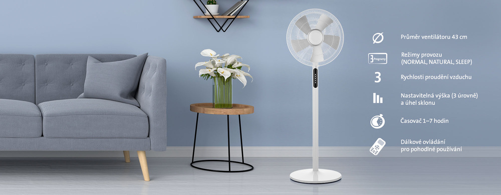 Ventilátor stojanový ETA Frio 1607 90000 bílý Ventilátor stojanový ETA Frio 1607 90000 bílý