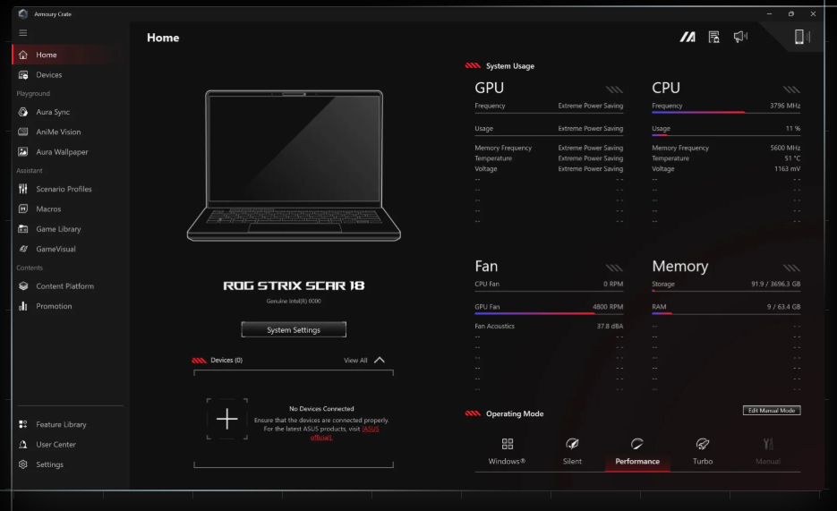 Notebook Asus ROG Strix SCAR 18 černý