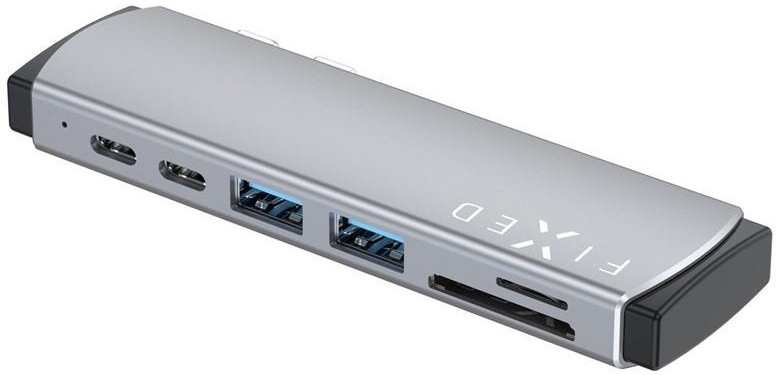 USB Hub FIXED USB-C/HDMI, 2x USB 3.2, USB-C, USB-C PD 87W, SD, Micro SD pro MacBooky šedý