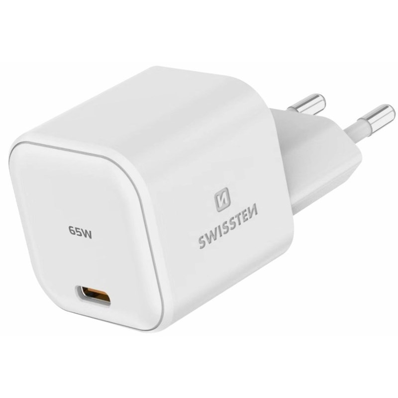 Nabíječka do sítě Swissten GaN, 1x USB-C, 65 W, PD bílá