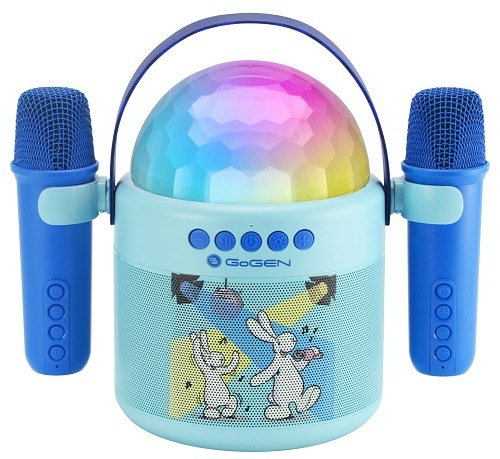 modrý reproduktor GoGEN Bob a Bobek Disco, čelní pohled