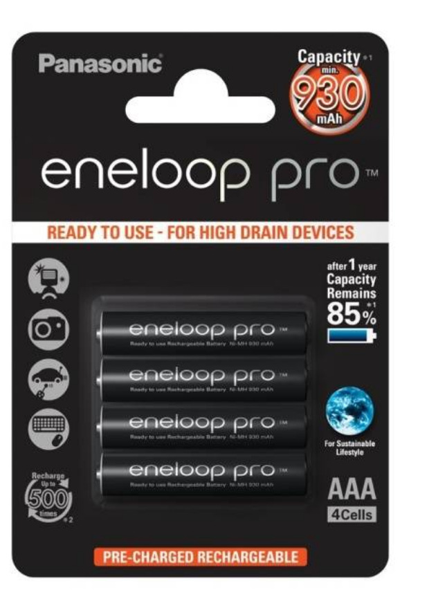 Baterie nabíjecí Panasonic Eneloop Pro AAA, HR03, 930mAh, Ni-MH, blistr 4ks