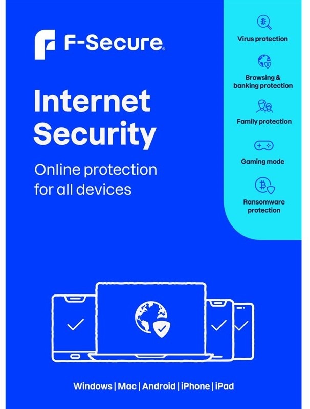 Software F-Secure Internet Security pro všechna zařízení, 3 zařízení / 6 měsíců