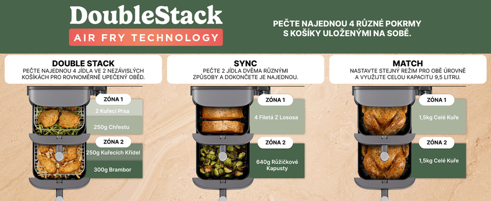 Fritéza horkovzdušná Ninja SL400EU Foodie Double Stack XL 9,5 l šedá Fritéza horkovzdušná Ninja SL400EU Foodie Double Stack XL 9,5 l šedá