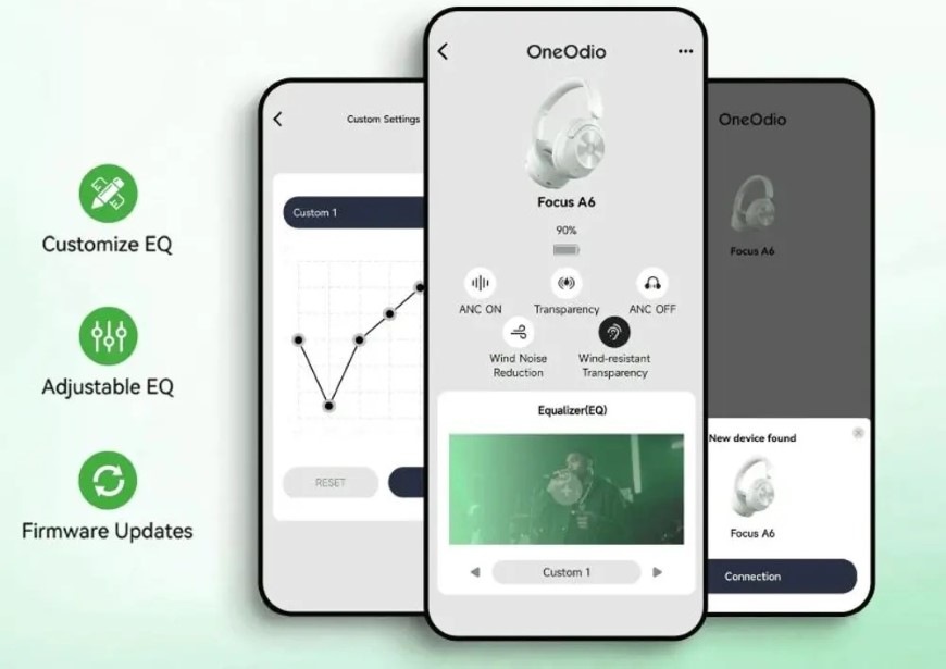 Sluchátka OneOdio Focus A6 bílá Smartphone s mobilní aplikací kompatibilními se sluchátky Focus A6